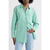 Rails Elsa Stripe Cotton Button-up Top In Kelly White Stripe