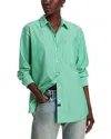 Rails Elsa Stripe Cotton Button-up Top In Kelly White Stripe