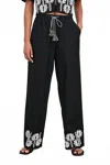 Rails Emmie Hem Embroidered Pants In Black Ivory Palm Trees In Multi