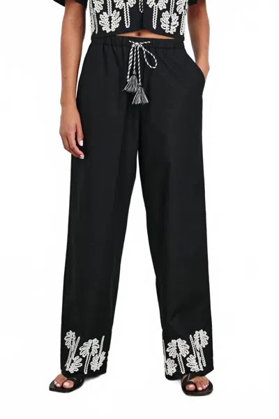 Rails Emmie Hem Embroidered Pants In Black Ivory Palm Trees In Multi