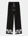 Rails Emmie Palm Tree Embroidered Pants In Black Ivory Palm