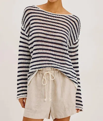 Rails Evangeline Luxe Linen-blend Knit Sweater In Stone Navy Stripe In Multi