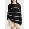 Rails Evangeline Stripe Cotton & Linen Blend Sweater In Black
