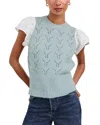 Rails Everly Pointelle Contrast Sleeve Sweater In Sky