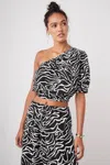 Rails Evy One Shoulder Top In Contour Lines In Black
