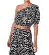 Rails Evy One Shoulder Top In Contour Lines In Black