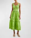 Rails Fawn Smocked Waist Broderie Anglaise Sundress In Island Green