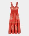 Rails Fawn Eyelet Embroidered Smocked Waist Sundress In Terracotta