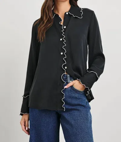 Rails Fia Blouse In Black W/ White Piping In Multi