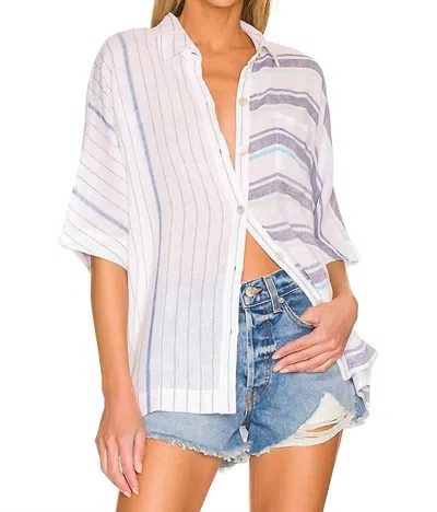 Rails Finley Shirt In Mixed Aegean Blue Stripe In White