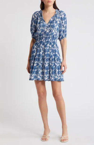 Rails Fiorella Floral Smocked Dress In Blue