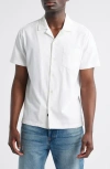 Rails Haney Textured Short Sleeve Cotton Button-up Shirt In White