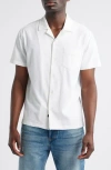 Rails Haney Textured Short Sleeve Cotton Button-up Shirt In White