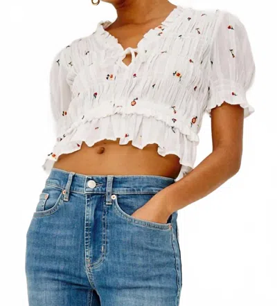 Rails Fontaine Crisp Cotton Top In White Wildflowers In Multi