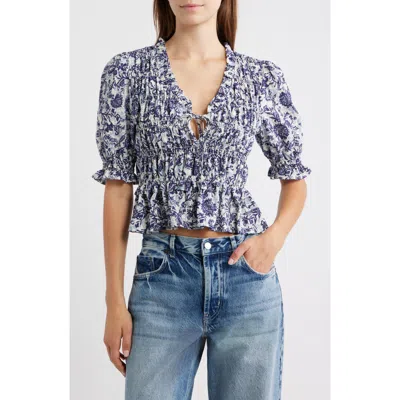 Rails Fontaine Floral Smocked Top In Blue