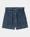 Rails Womens Classic Blue Foster Paper Bag-waist Denim Shorts In Blue