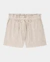 Rails Foster Paperbag Linen Shorts In Heathered Flax
