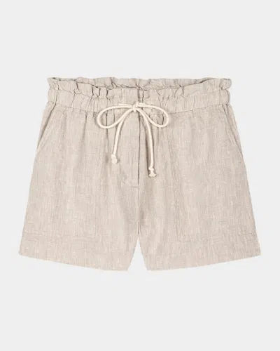 Rails Foster Paperbag Linen Shorts In Heathered Flax