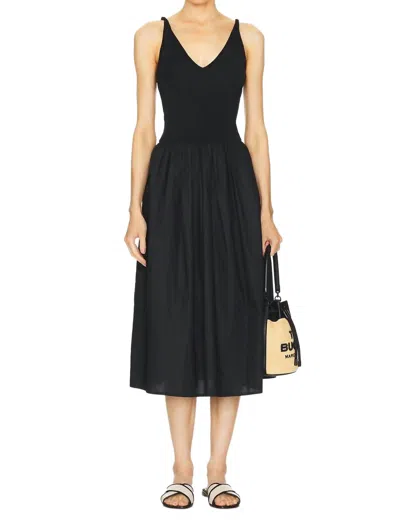 Rails Franca Mixed Media Sleeveless Midi Dress In Black