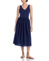 Rails France Solid Poplin Jersey Midi Dress In Navy
