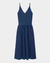Rails France Solid Poplin Jersey Midi Dress In Navy