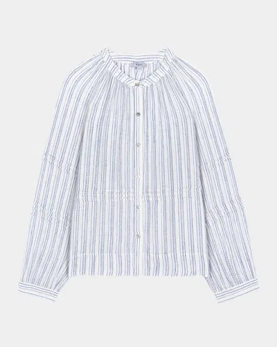 RAILS FRANCES BUTTON-FRONT LINEN BLOUSE