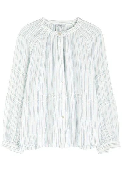 Rails Frances Striped Linen-blend Blouse In Light Blue