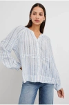 Rails Frances Stripe Linen Blend Button-up Shirt In Blue