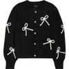 Rails Francesca Intarsia Bow Cardigan In Black