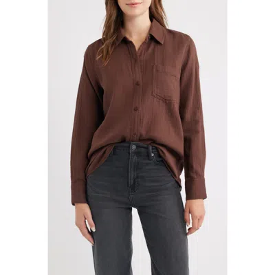 Rails Freeman Cotton Button-up Shirt In Brown