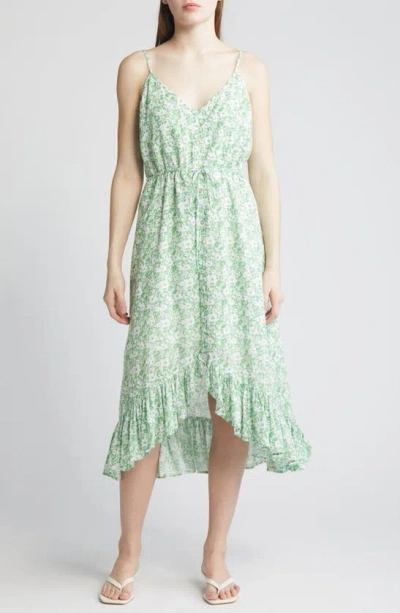 Rails Frida Sleeveless V Neck Midi Dress In Green Texture Floral