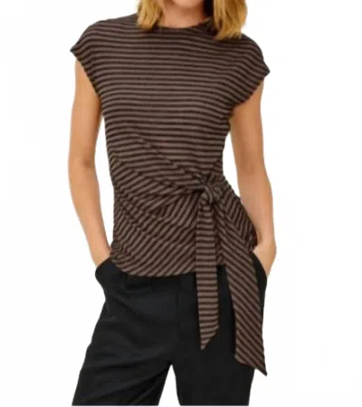 Rails Gabbie Side Tie Tee In Onyx Cocoa Stripe In Transparent