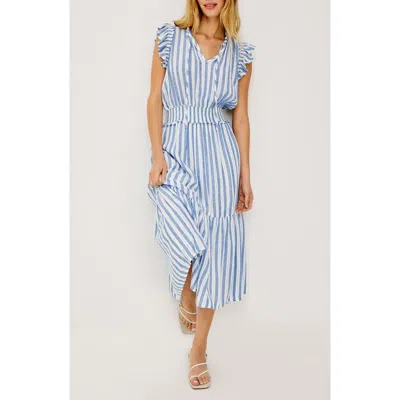 Rails Garden Smocked Waist Linen Blend Maxi Dress In Blue