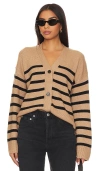 Rails Geneva Stripe Wool Blend Cardigan In Camel Black Stripe