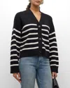 Rails Geneva Cardigan Black Oatmeal Stripes In Blck Oatmeal Stripes