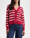 Rails Geneva Stripe Cotton Cardigan In Pink Stripe