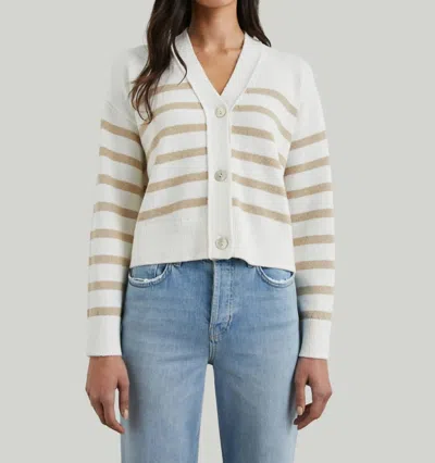 Rails Geneva Striped Cotton-blend Cardigan In Sand Stripe In Multi