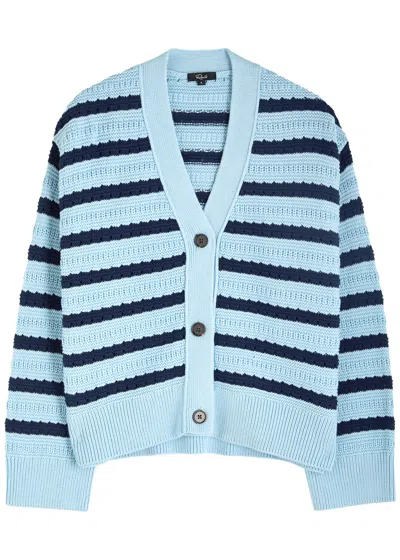 Rails Geneva Striped-intarsia Cotton Cardigan In Blue