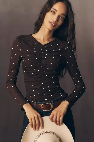 RAILS GEORGINA LONG-SLEEVE RUCHED KNIT TOP