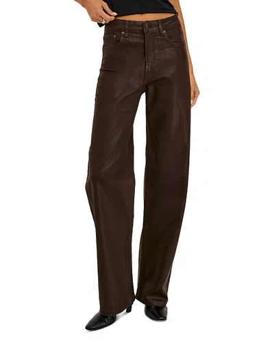 Rails Getty Cotton Stretch High Rise Straight Pants In Coated Chocolate In Brown