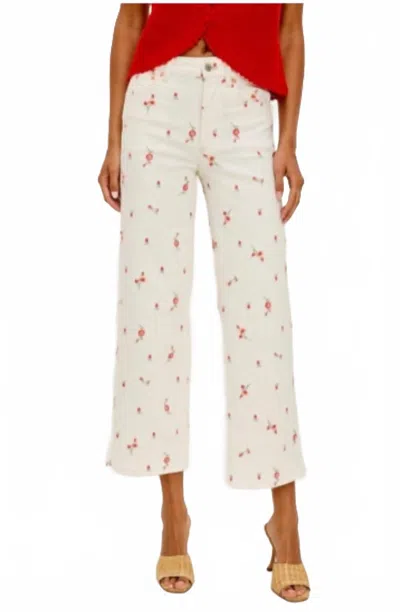 Rails Getty Floral Embroidered Crop Jeans In Ecru Romantic Floral In White