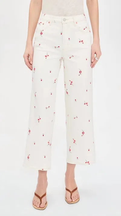 Rails Getty Crop Wide Leg Jeans In Ecru Romantic Floral In White