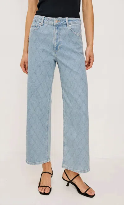 Rails Getty Crop Wide Leg Jeans In Quilted Stud In Blue