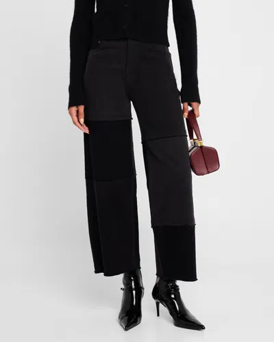 Rails Getty Cropped Wide-leg Patchwork Jeans In Black Patchwork