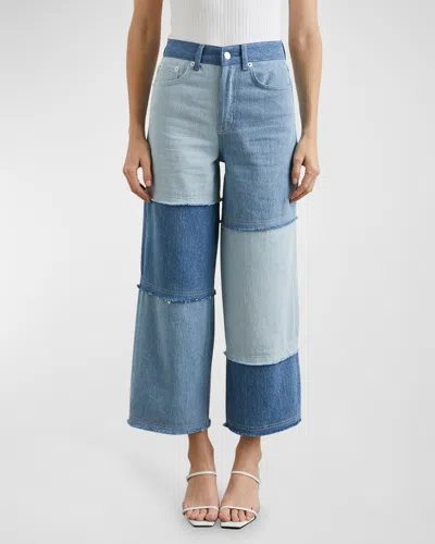 Rails Getty Patchwork High Waist Ankle Wide Leg Jeans In Light Indigo Patch