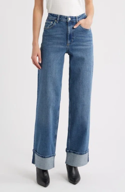 Rails Getty Cuffed High Waist Wide Leg Jeans In Blue
