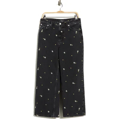 Rails Getty Embroidered Crop Wide Leg Jeans In Black