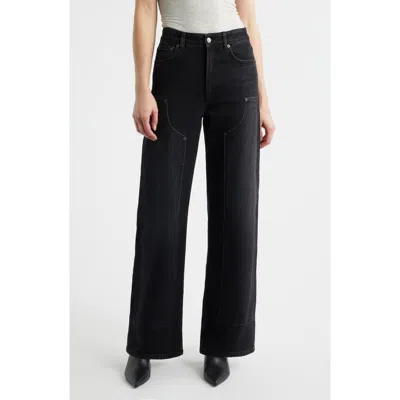 Rails Getty High Waist Crop Wide Leg Utility Jeans In Black