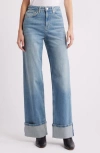 Rails Getty High Waist Cuffed Wide Leg Jeans In Baltic Sea Cuffed