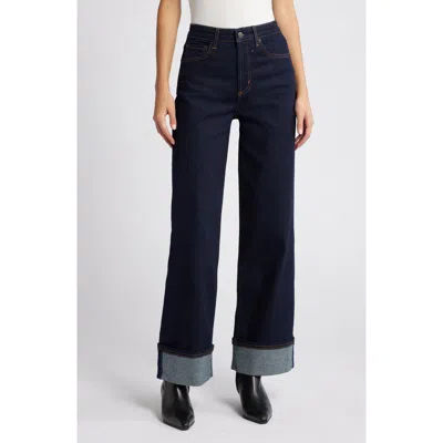Rails Getty High Waist Cuffed Wide Leg Jeans In Midnight